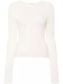 Magda Butrym джемпер в рубчик с длинными рукавами, нейтральный цвет