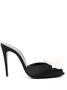 Magda Butrym Flower 105mm satin mules, черный