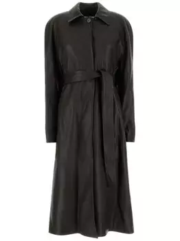 Magda Butrym кожаная куртка с поясом, коричневый