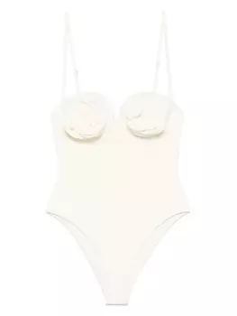 Magda Butrym купальник-бюстье с цветочной аппликацией, нейтральный
