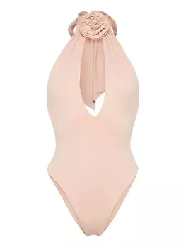 Magda Butrym купальник с цветочной аппликацией, нейтральный цвет