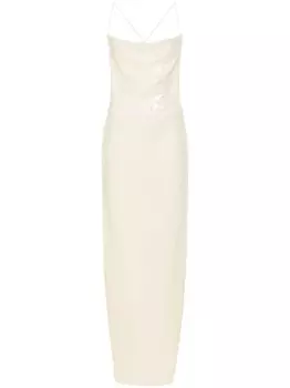 Magda Butrym макси-платье на тонких бретельках с пайетками, нейтральный цвет