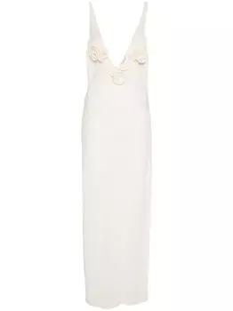 Magda Butrym макси-платье с цветочной аппликацией, нейтральный цвет