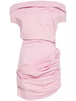 Magda Butrym мини-платье с открытыми плечами и драпировкой, розовый