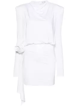 Magda Butrym платье макси с цветочной аппликацией и драпировкой, нейтральный цвет