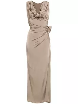 Magda Butrym платье миди из джерси с цветочной аппликацией, нейтральный цвет