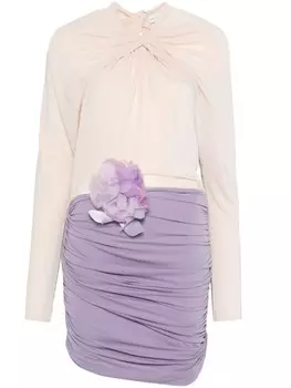 Magda Butrym платье мини в стиле колор-блок с драпировкой, серый