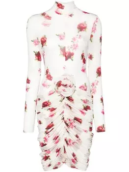 Magda Butrym полупрозрачное платье миди с высоким воротом, нейтральный цвет