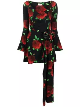 Magda Butrym расклешенное платье мини с принтом, черный