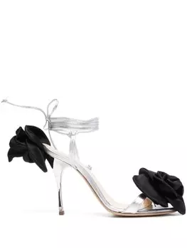 Magda Butrym сандалии с цветочной аппликацией 110 мм, серебристый