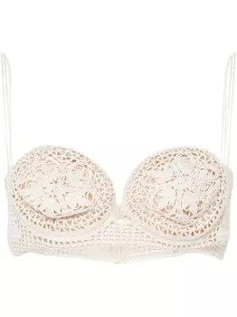 Magda Butrym топ-бралетт, связанный крючком, нейтральный цвет