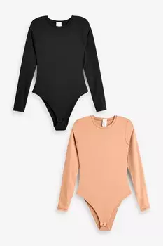 Magisculpt разглаживающий боди с длинными рукавами, 2 шт в упаковке Simply Be, коричневый