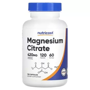Магний цитрат Nutricost 420 мг, 120 капсул (210 мг в капсуле)