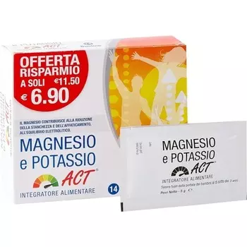 Магний и калий для снижения утомляемости 14 пакетиков Act