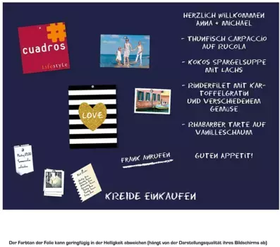 Магнитная пленка Queence "Магнитная пленка для школьной доски", пленка для стенной доски, магнитная пленка, самоклеящаяся, мел + неодимовые магниты 75х0,1х100 см, темно-синий