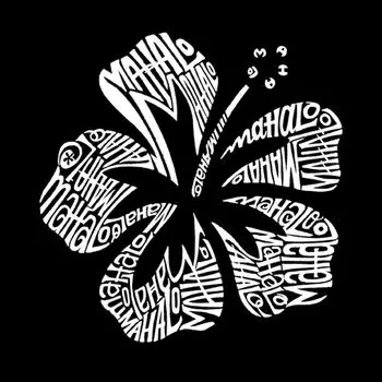 Mahalo — мужская футболка с рисунком Word Art LA Pop Art, черный