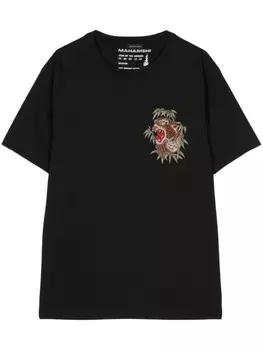 Maharishi футболка из органического хлопка с вышивкой Tiger, черный