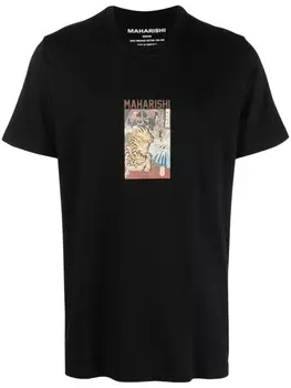 Maharishi graphic-print organic cotton T-shirt, черный