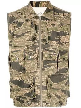 Maharishi жилет с карманами карго и камуфляжным принтом, зеленый