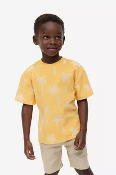 Махровая футболка оверсайз H&M, желтый