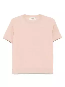 Махровая футболка с жаккардовым логотипом FF FENDI, розовый