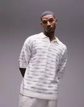 Махровая рубашка-поло Topman Revere Geo цвета экрю