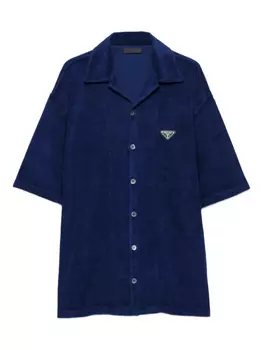 Махровая рубашка с короткими рукавами Prada, синий