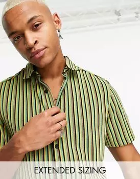 Махровая рубашка с разноцветными полосками ASOS