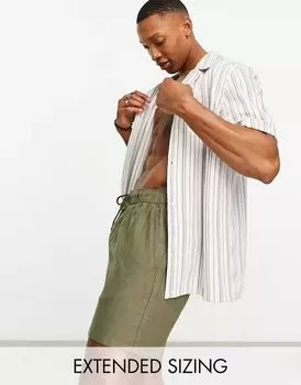 Махровая рубашка с воротником с лацканами ASOS с нейтральным полосатым принтом