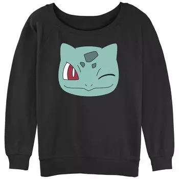 Махровая толстовка с напуском и рисунком Pokmon Bulbasaur Face для юниоров Licensed Character, черный