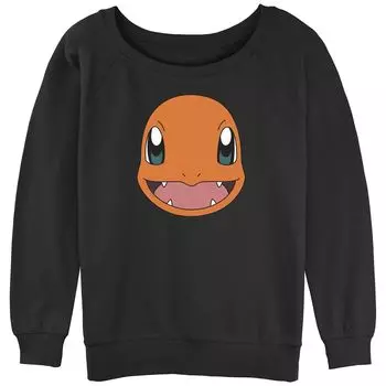 Махровая толстовка с напуском и рисунком Pokmon Charmander для юниоров с большим лицом и рисунком Licensed Character, черный
