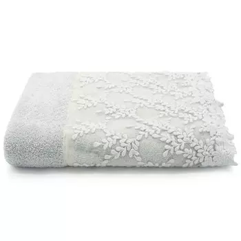 Махровое банное полотенце из хлопка с кружевной оборкой - Alessia Lisola, цвет Grigio