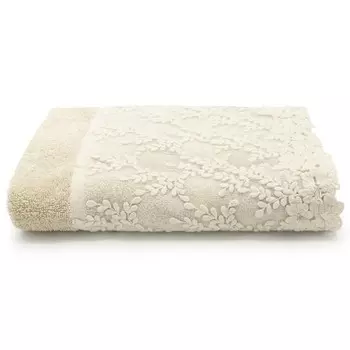 Махровое банное полотенце из хлопка с кружевной оборкой - Alessia Lisola, цвет Sabbia