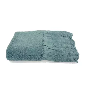 Махровое банное полотенце из хлопка с кружевом - Betty Creole Home, цвет Turchese
