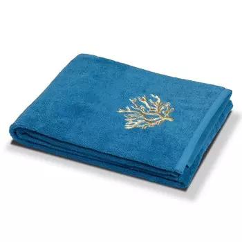 Махровое банное полотенце из хлопка с вышивкой - Кораллы Dea, цвет Turchese Scuro