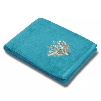 Махровое банное полотенце из хлопка с вышивкой - Кораллы Dea, цвет Turchese