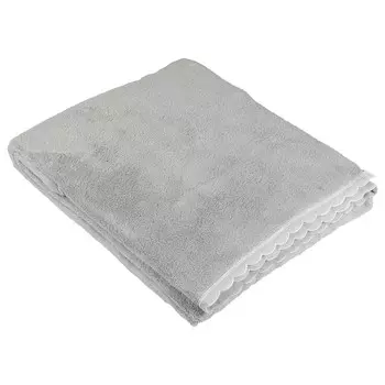 Махровое банное полотенце с зубчатым краем и макраме - Castello Fazzini Atelier, цвет Grigio Perla/Bianco