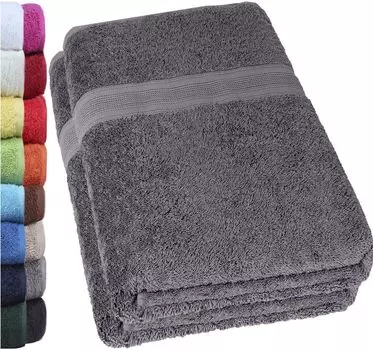 Махровые банные полотенца, упаковка 2 шт., 100х150см, 100% хлопок, цвет бордо красный. NatureMark, темно-серый