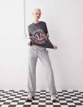 Махровые брюки-джоггеры Monki прямого кроя серого цвета