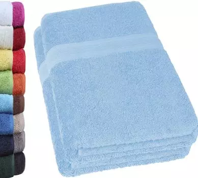 Махровые ПОЛОТЕНЦА ДЛЯ САУНЫ, упаковка 2 шт., 80х200см, 100% хлопок, цвет: антрацитовый серый. NatureMark, светло-синий