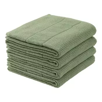 Махровые полотенца Schiesser Турин в наборе из 4 штук | 100% хлопок экологически чистого производства | пушистый, впитывающий, стойкий цвет | 50х100см | Зеленый