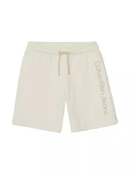 Махровые спортивные шорты с логотипом Calvin Klein Kids, нейтральный цвет