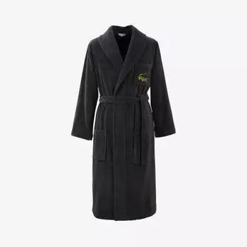 Махровый халат из органического хлопка l ren с вышитым логотипом Lacoste, цвет bitume