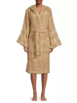 Махровый халат с капюшоном Burberry, бежевый