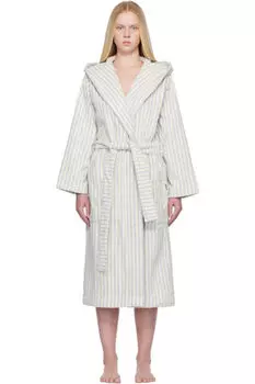 Махровый халат с капюшоном цвета «Off-White & Blue» Tekla