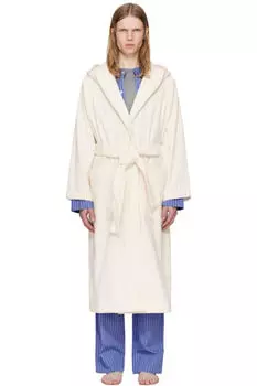 Махровый халат с капюшоном цвета «Off-White» Tekla