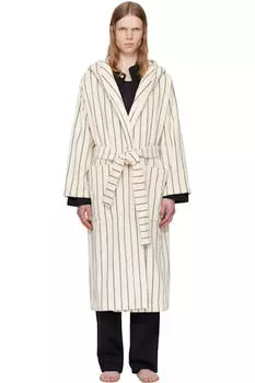 Махровый халат с капюшоном цвета «Off-White & Green» Tekla