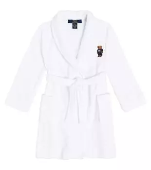 Махровый халат с логотипом Polo Ralph Lauren, белый