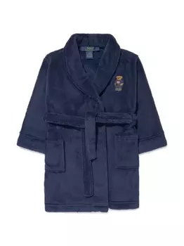 Махровый халат с нашивкой Polo Bear Ralph Lauren Kids, синий