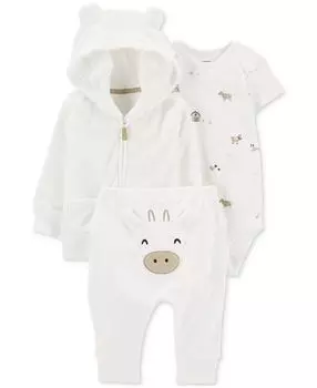 Махровый кардиган, боди и брюки для мальчиков и девочек, комплект из 3 предметов Carter's